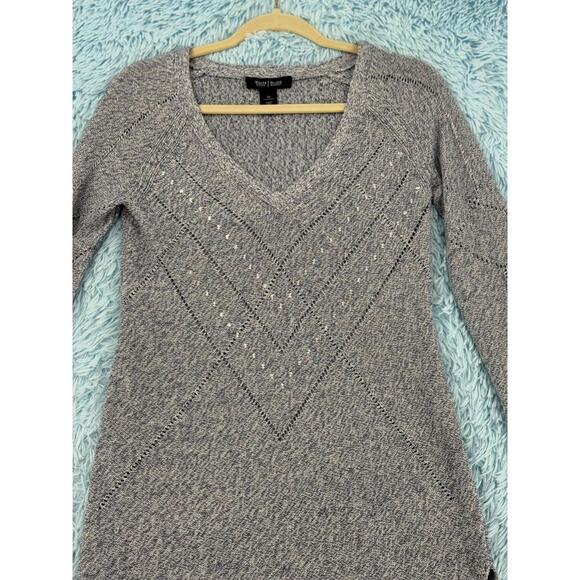 White House Black Market Womens XS Gray Sequin Front Sweater Long Sleeve Shimmer - Picture 6 of 15